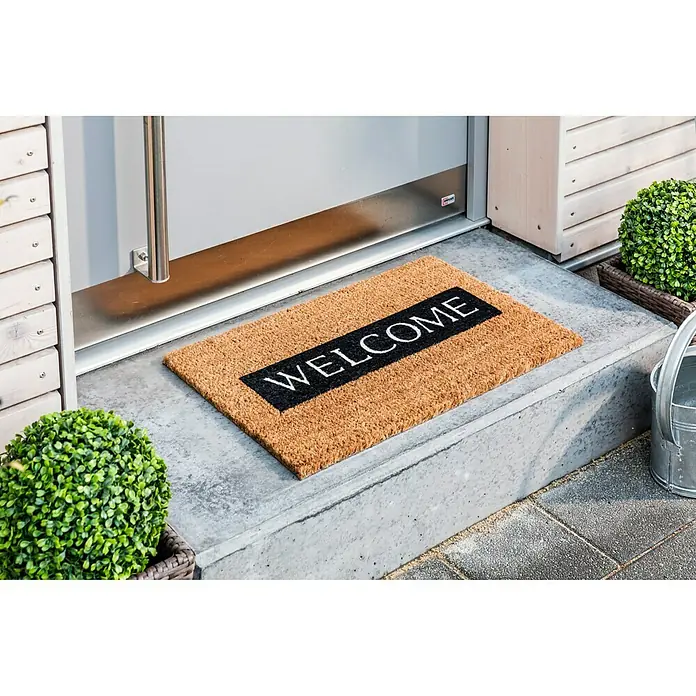 Astra Coco Design Kokosfußmatte - Welcome, Kokosbraun/Schwarz/Weiß, 60 x 40 cm, 100 % Kokos
