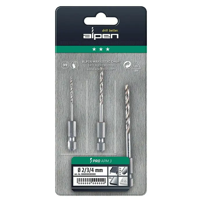 Alpen Metallbohrer-Set APM 3 - HSS-Schnellarbeitsstahl, 3 -tlg.