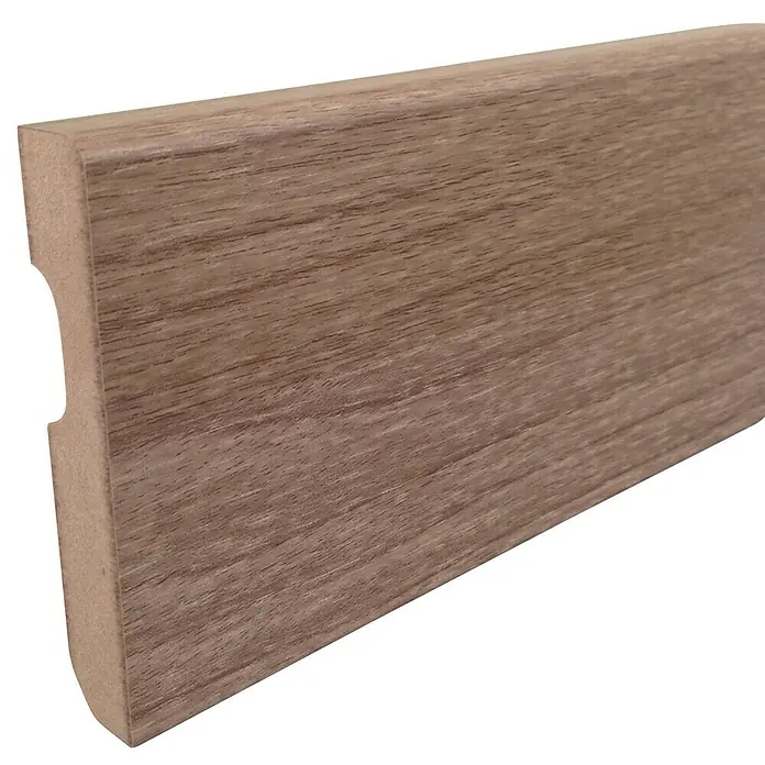 Rufete Zócalo de melamina - Nogal, 2,24 m x 14 mm x 80 mm, Redondeado