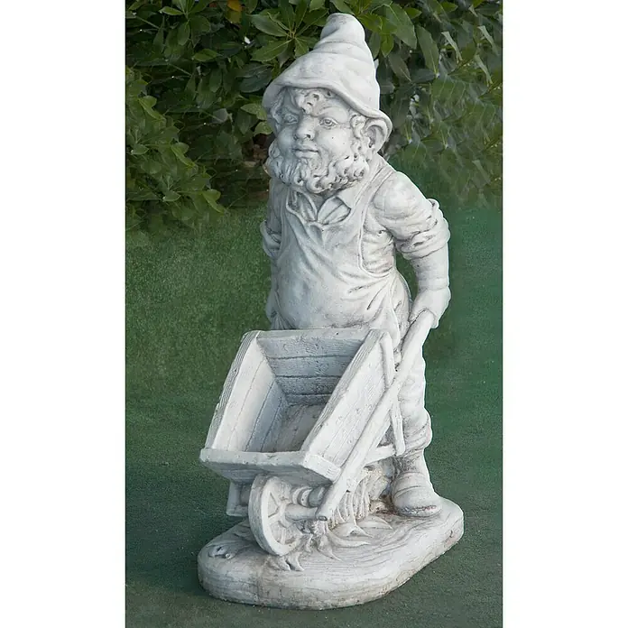 Figura decorativa Enano con carretilla - Piedra artificial