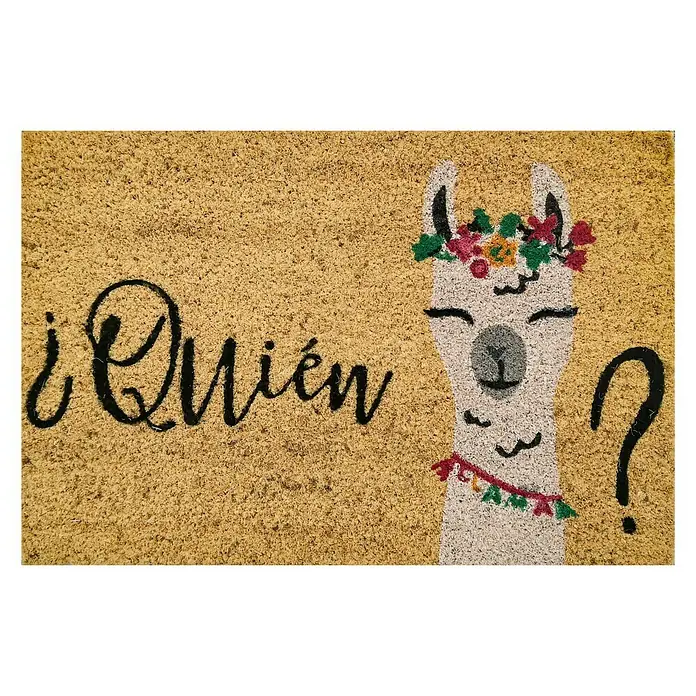 Felpudo de coco Quién llama - 60 x 40 cm, Estándar, Fibra de coco natural y PVC