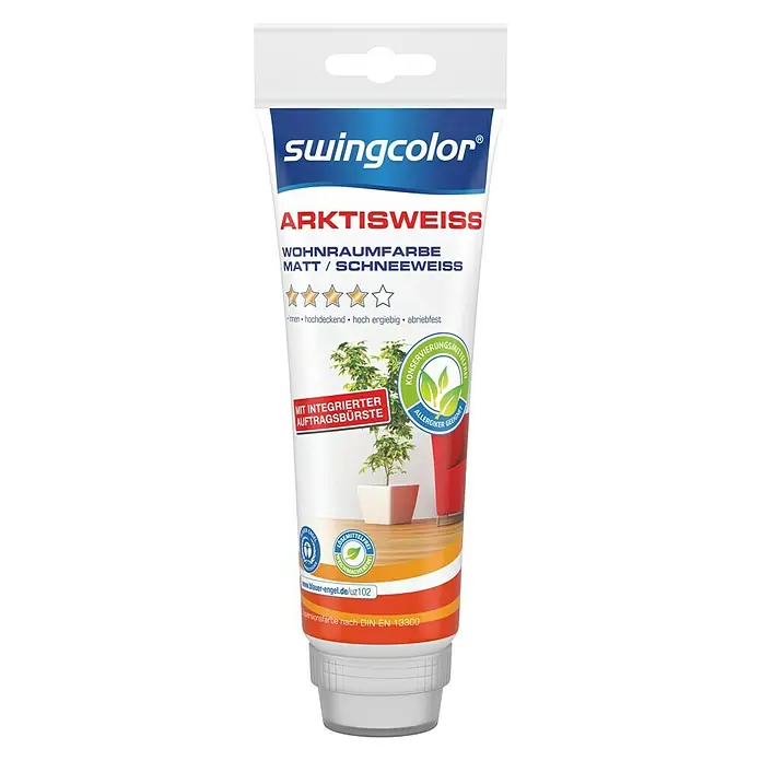 swingcolor Wandfarbe Arktisweiss - Schneeweiß, 200 ml, Matt, Konservierungsmittelfrei - Vorderansicht