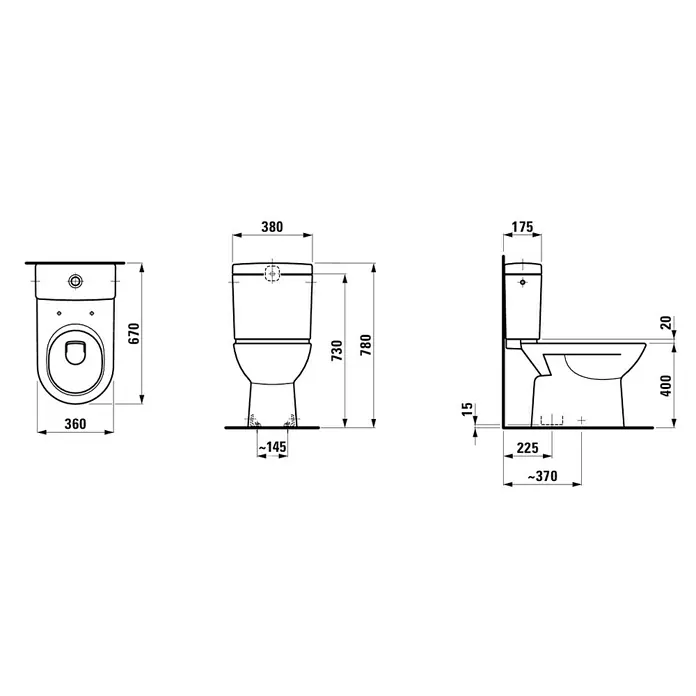 Laufen Pro Stand-WC - Mit Spülrand, Spülform: Tief, WC Abgang: Senkrecht, Weiß