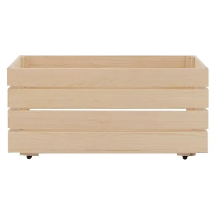 Holzkiste - L x B x H: 64 x 36 x 38 cm, 4 Rollen, Natur