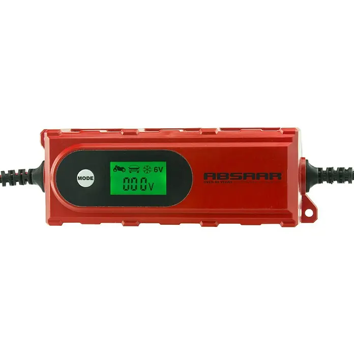 Absaar Acculader 4A - Laadstroom: 4 A, Geschikt voor: AGM-, gel-, natte en loodzuuraccu's 6/12 V - Vooraanzicht