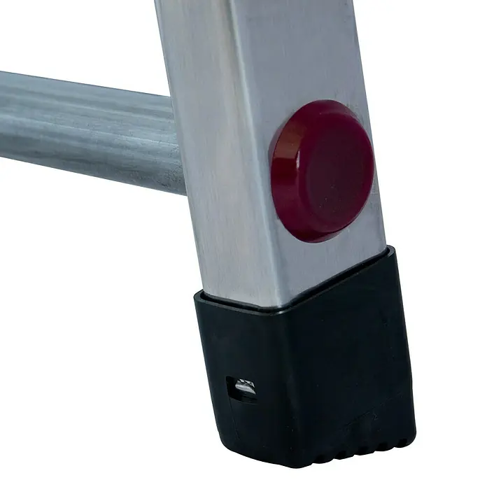 Krause Corda Escalera de tijera polivalente con 6 peldaños - Altura de trabajo: 3,2 m, Número de peldaños: 6 escalones, Profundidad peldaños: 80 mm, Aluminio - Primer plano