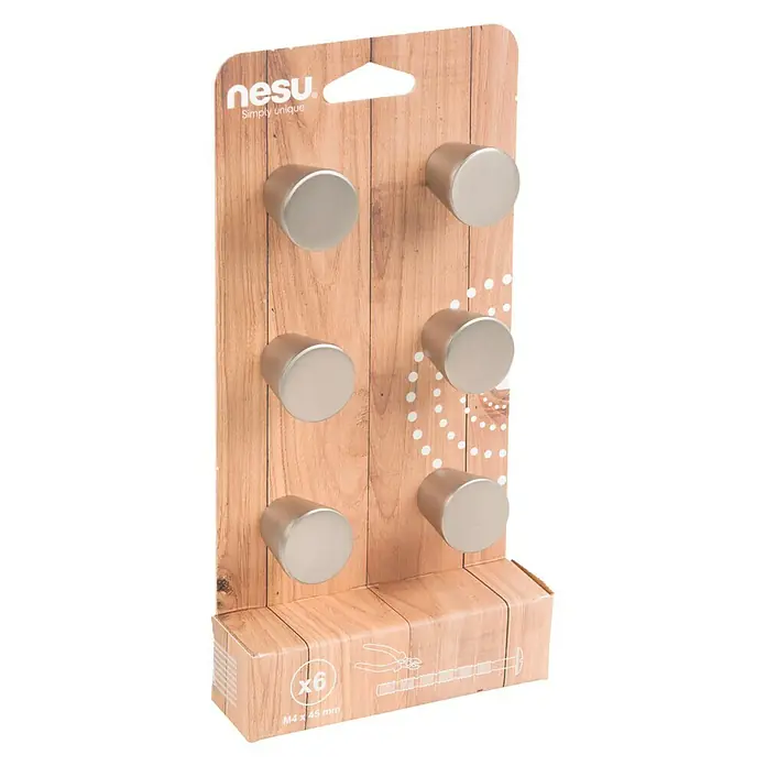Nesu Set de pomos para muebles 34725 6 uds. - 6 pzs., Ø x Al: 25 x 25 mm, Acero