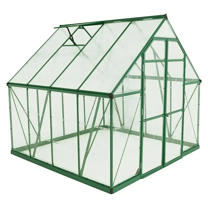Palram – Canopia Gewächshaus Balance - 247 x 244 x 229 cm, Grün, Transparent