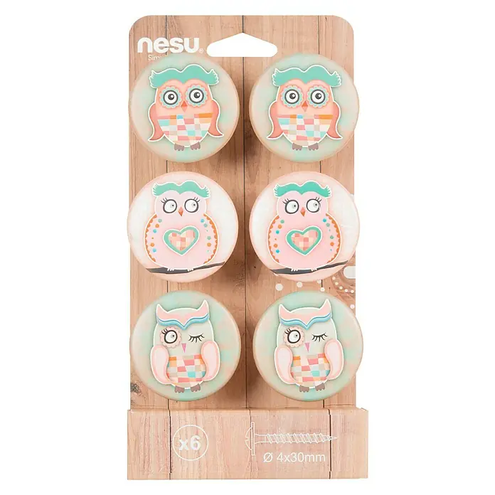 Nesu Set de pomos para muebles 748SU 6 uds. - 6 pzs., Ø x Al: 50 x 24 mm, Plástico