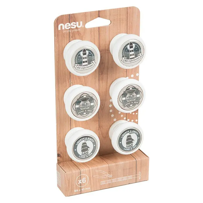 Nesu Pomo para muebles Captain 6 uds. - Ø x Al: 40 x 29 mm, Madera