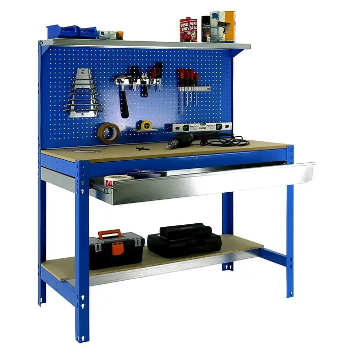 Simonrack Simonwork Werkbank BT3 Box 1200 - L x B x H: 61 x 121 x 144,5 cm, Blau - Ansicht von oben