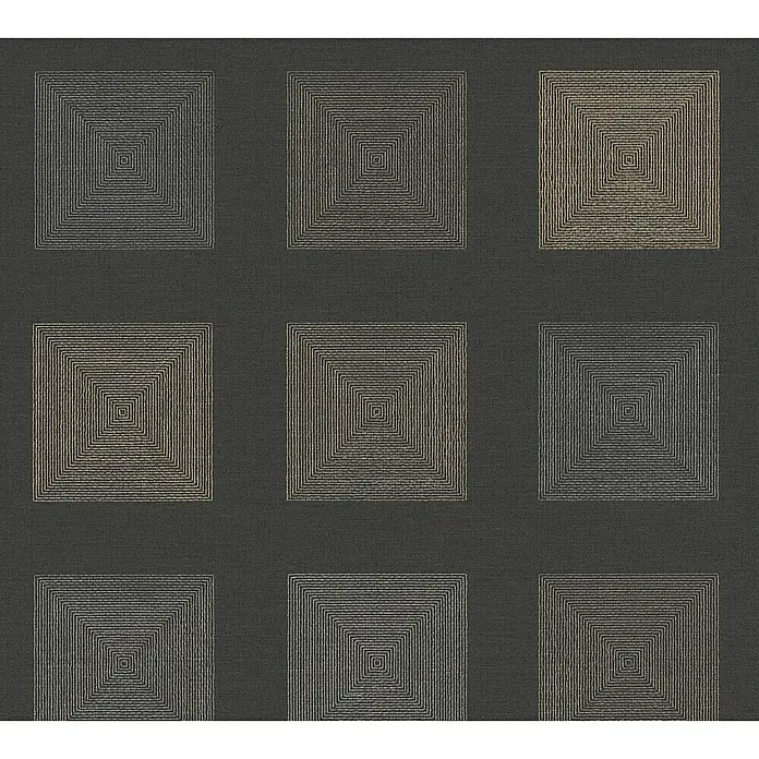 AS Creation Ethnic Origin Vliestapete Quadrate - Metallic/Schwarz, Grafisch, 10,05 x 0,53 m - Detailaufnahme