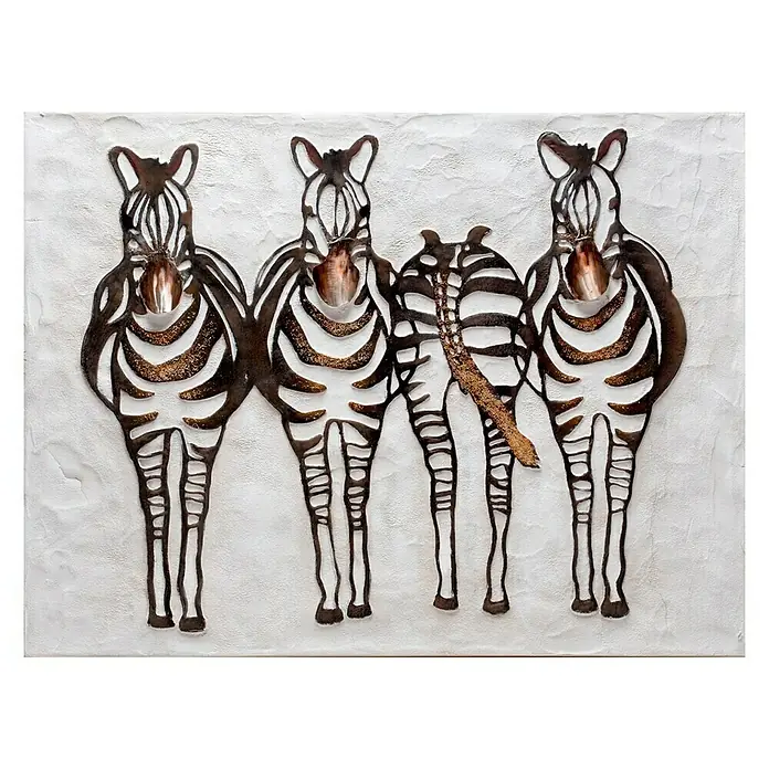 Cuadro pintado a mano Cuatro zebras - Four zebras, An x Al: 120 x 90 cm