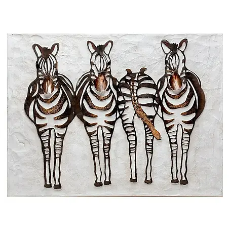 Cuadro pintado a mano Cuatro zebras