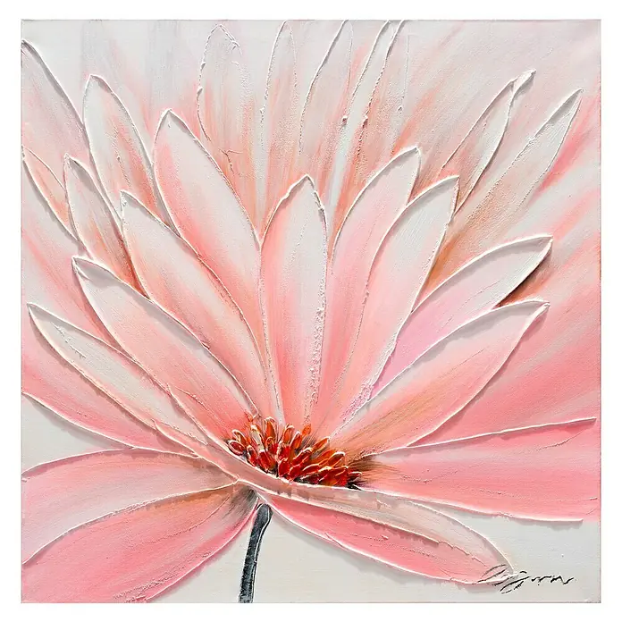 Cuadro pintado a mano Dipinto Flor rosa - Pink flower, An x Al: 60 x 60 cm