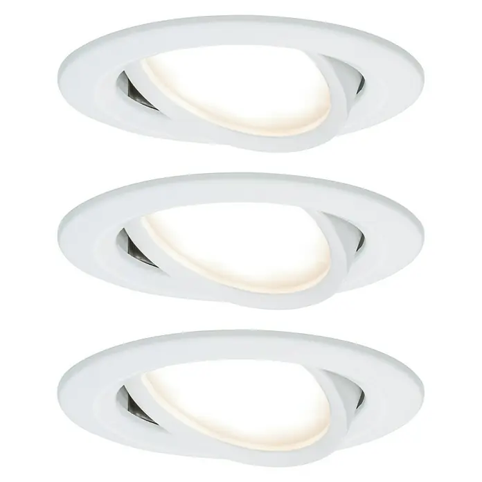 Paulmann LED-Einbauleuchten-Set Nova - 6,5 W, Weiß, 3 Stk., Warmweiß, 8,4 cm - Vorderansicht