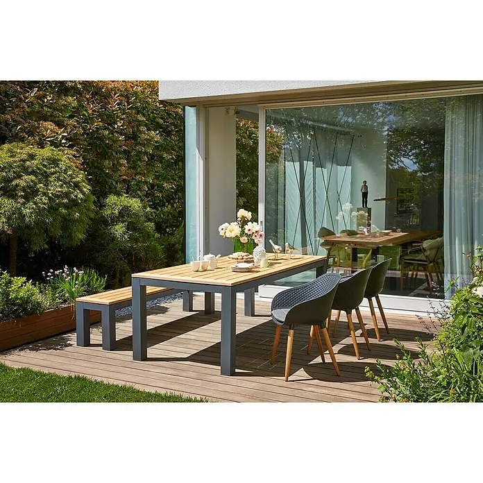 Sunfun Vrtna klupa - Š x D x V: 195 x 40 x 45 cm, Prirodno smeđe boje, Antracit