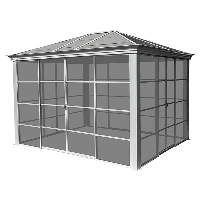 Sojag Pavillon Striano 10 x 12 - L x B x H: 362 x 298 x 283 cm, Champagner, Walmdach - Rechte Seitenansicht