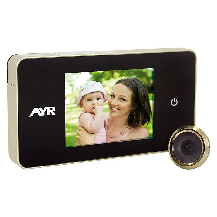 AYR Mirilla digital 756 - Grosor de puerta: 38 mm - 110 mm, Tipo de pantalla: 2,6″ TFT, Latón
