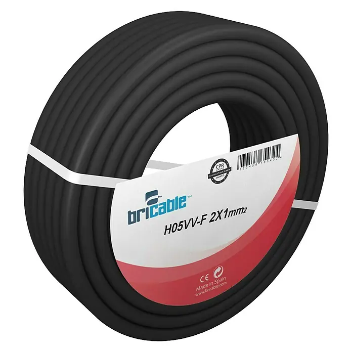 Bricable Cable unipolar Fase - H05VV-F2x1, 25 m, Negro