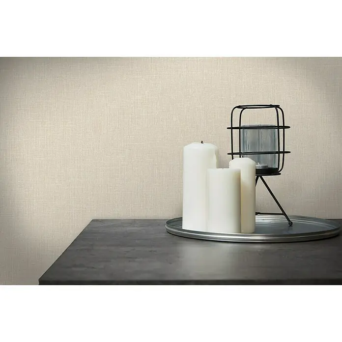 AS Creation Metropolitan Stories Vliestapete Textil-Optik - Beige, Uni, 10,05 x 0,53 m - Stimmungsaufnahme