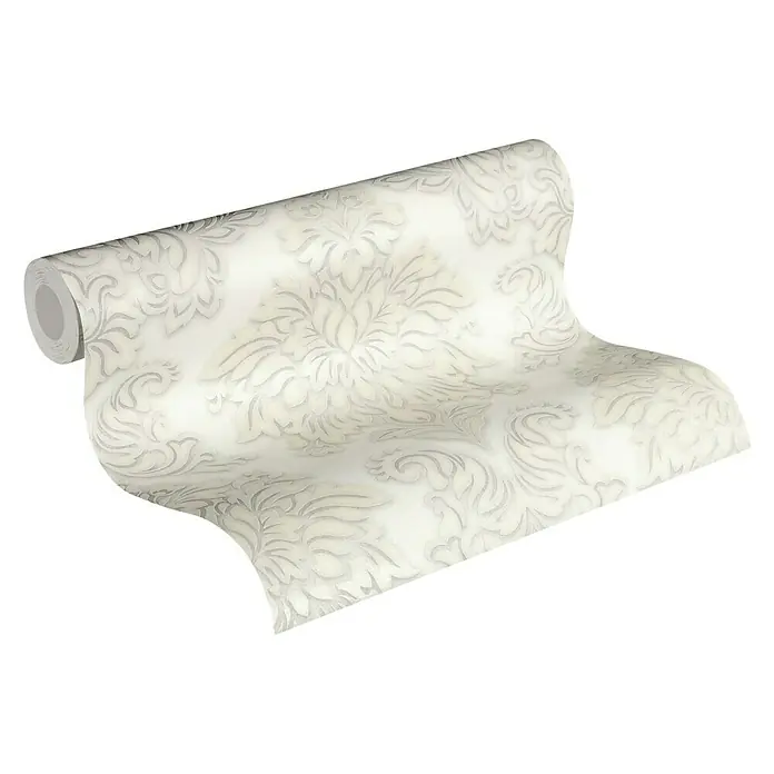 AS Creation Metropolitan Stories Vliestapete Damask - Altweiß, Ornament, 10,05 x 0,53 m - Vorderansicht