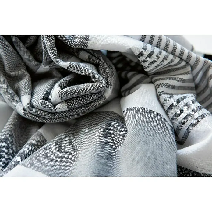 Plaid multiusos Cham - Gris/Blanco, 200 x 140 cm, 100% algodón