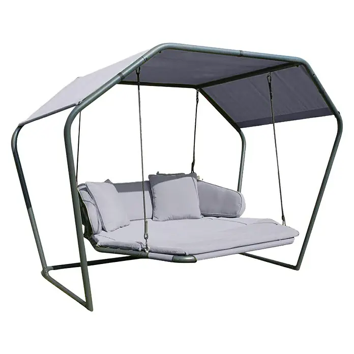Leco Hollywoodschaukel Laureen - B x T x H: 185 x 264 x 195 cm, Polyester, Lichtgrau, Anthrazit