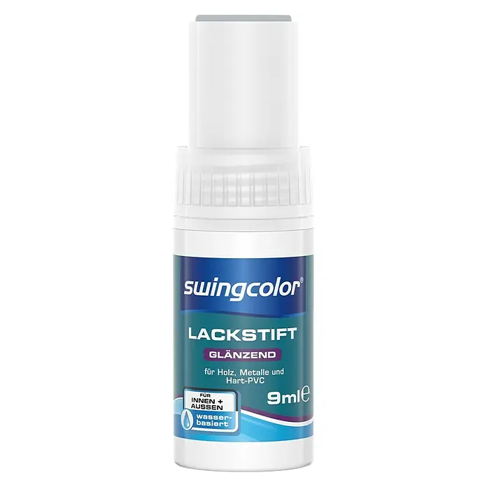 swingcolor Buntlack Acryl Lackstift - Silbergrau, 9 ml, Glänzend, Wasserbasiert - Vorderansicht