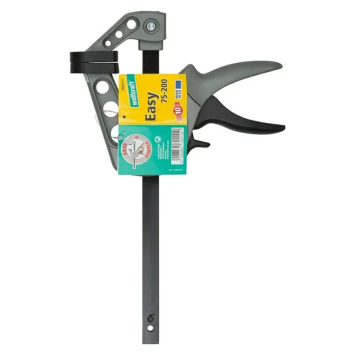 Wolfcraft Einhandzwinge EHZ Easy 75-200 - Spannweite: 200 mm, Ausladung: 75 mm - Vorderansicht