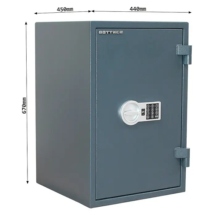 Rottner Feuerschutztresor Firechamp EL Premium - L x B x H: 45 x 44 x 67 cm, Elektronisches Zahlenschloss