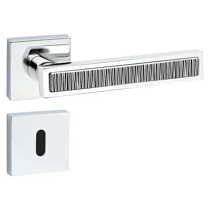 Diamond Doors Zimmertürgarnitur Tyler Zebra - Türstärke: 40 mm - 45 mm, Buntbart BB, Chrom - Linke Seitenansicht