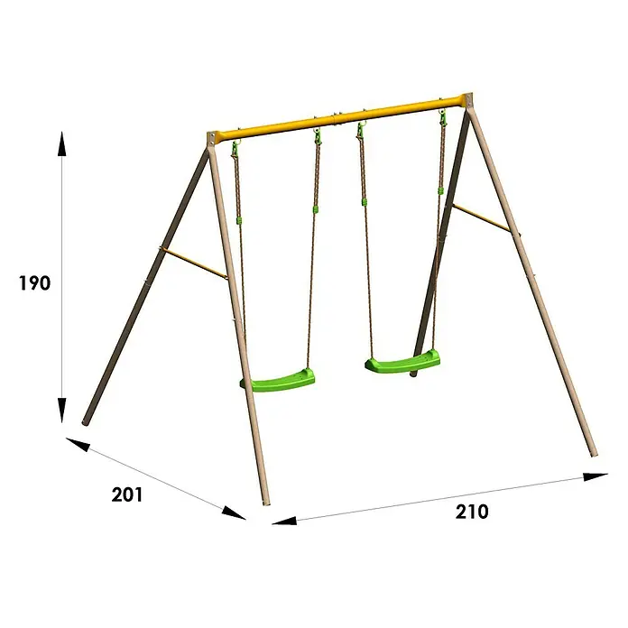 Columpio Duetto - L x An x Al: 206 x 185 x 190 cm, Plástico, Plata/Verde/Naranja