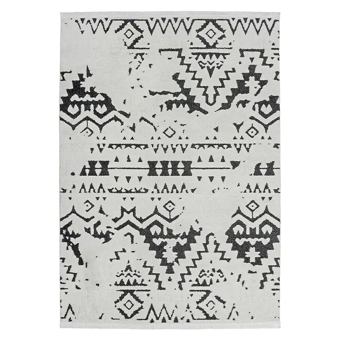 Kayoom Hochflorteppich Agadir - Schwarz/Weiß, 230 x 160 cm, 100% Polypropylen - Ansicht von oben