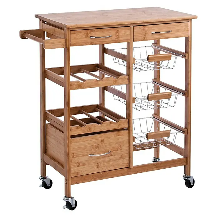 Zeller Present Carro de cocina - L x An x Al: 36 x 66 x 84 cm, Bambú