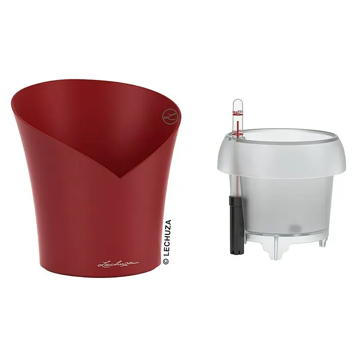 Lechuza Orchideentopf Orchidea All-In-One - Außenmaß (Ø x H): 18,3 x 19,5 cm, Rot - Detailaufnahme