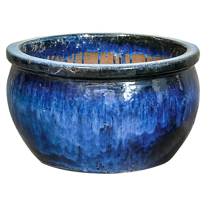 Mega Collections Pflanztopf Havanna - Außenmaß (Ø x H): 25 x 17 cm, Keramik, Blau - Vorderansicht