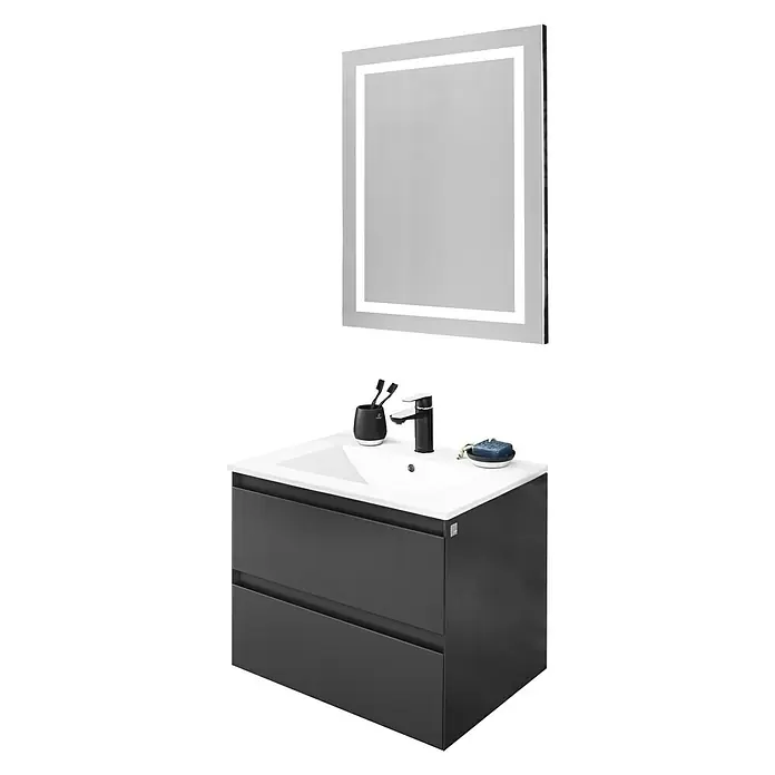 Space Waschtischunterschrank - 60 x 46 x 50 cm, Anthrazit, Matt