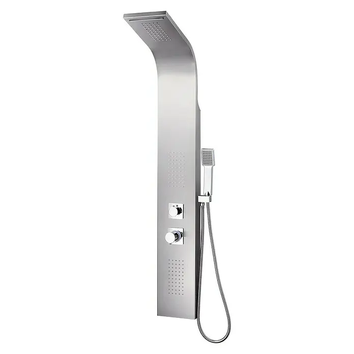 Panel de ducha Platte - Altura: 140 cm, Con grifo monomando, Aluminio