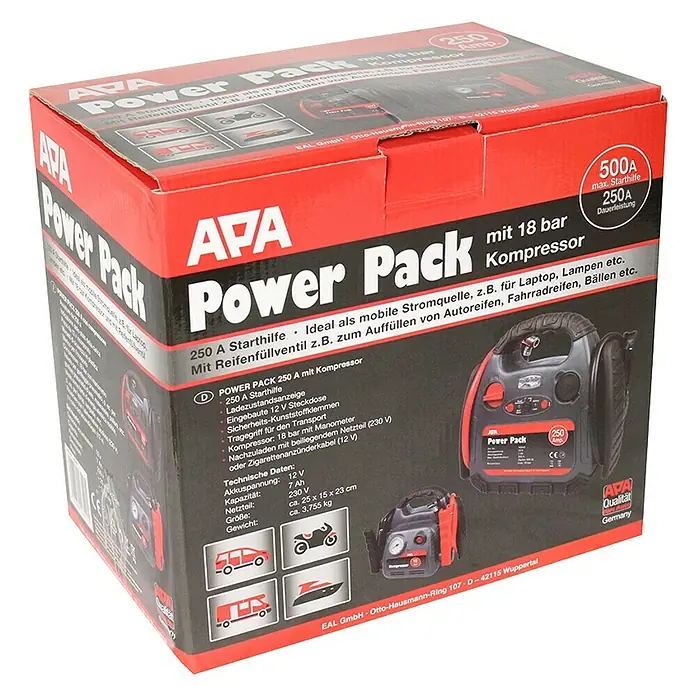 APA Energiestation Powerpack Max 500A Starthilfe - Kapazität: 7 Ah
