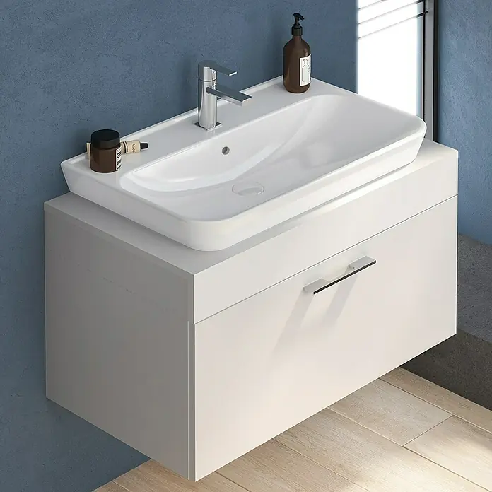 Camargue Loft Aufsatzwaschbecken - 80 x 49,5 cm, Keramik, Weiß - Stimmungsaufnahme