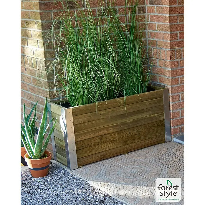 Forest-Style Macetero para plantas Bambou - Dimensiones externas (L x An x Al): 80 x 30 x 43,5 cm, Madera, Marrón