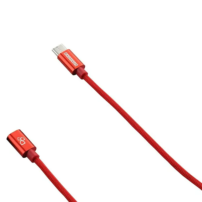 BAUHAUS USB kabel za punjenje - Crvene boje, 1 m, 2 USB-C utora - Pogled sprijeda