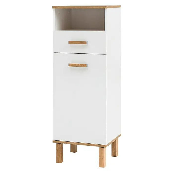 Schildmeyer Padua Highboard - 40 x 35 x 115 cm, Weiß/Eiche - Rechte Seitenansicht