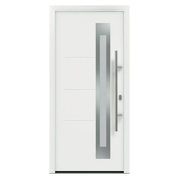 Hörmann EcoStar Haustür ISOPRO - 110 x 210 cm, DIN Anschlag: Rechts, Verkehrsweiß - Vorderansicht