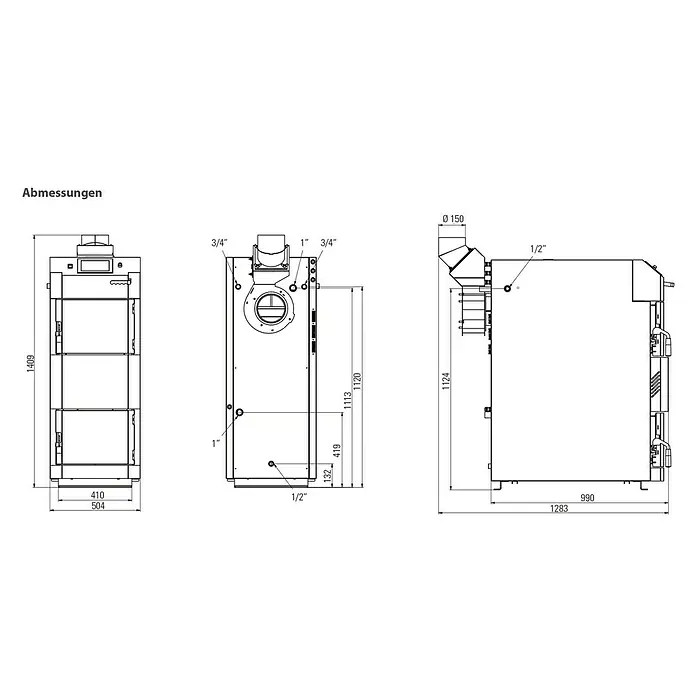 Strebel Holzvergaserkessel Turbomatic 1.18 - 18 kW, Fassungsvermögen: 97 l