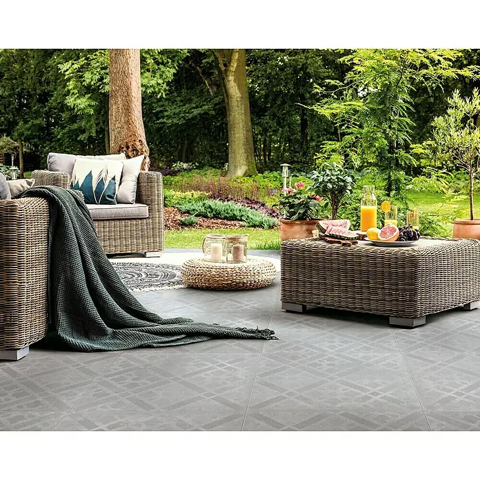 Feinsteinzeugfliese Gemme - B x L: 60,4 x 60,4 cm, Grau, Glasiert