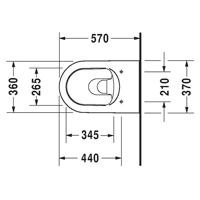Duravit ME by Starck Wand-WC Typ 2 - Mit Spülrand, Mit antibakterieller Glasur, Spülform: Tief, WC Abgang: Waagerecht, Weiß