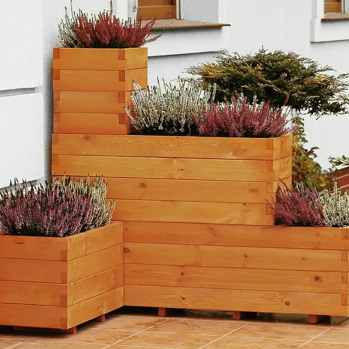 Pflanzkasten - Außenmaß (L x B x H): 61 x 30,5 x 40 cm, Holz, Kiefernoptik