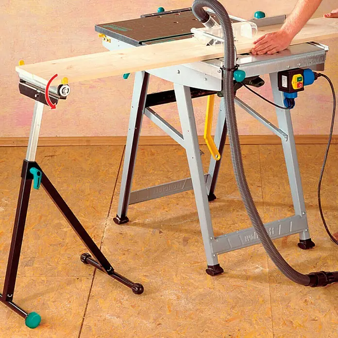 Wolfcraft Stalak s valjkom - Radna visina: 640 mm - 1.000 mm, Opteretivost: 60 kg - Proizvod u upotrebi